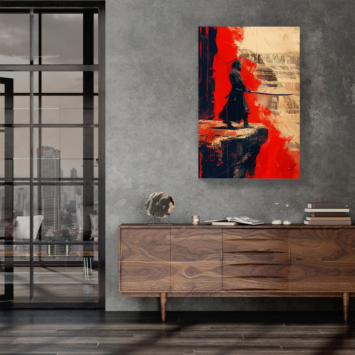 Samurai on a cliff modern wall art print