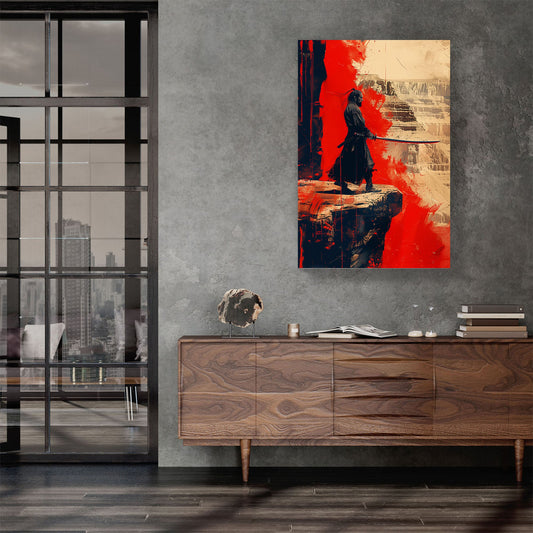 Samurai on a cliff modern wall art print