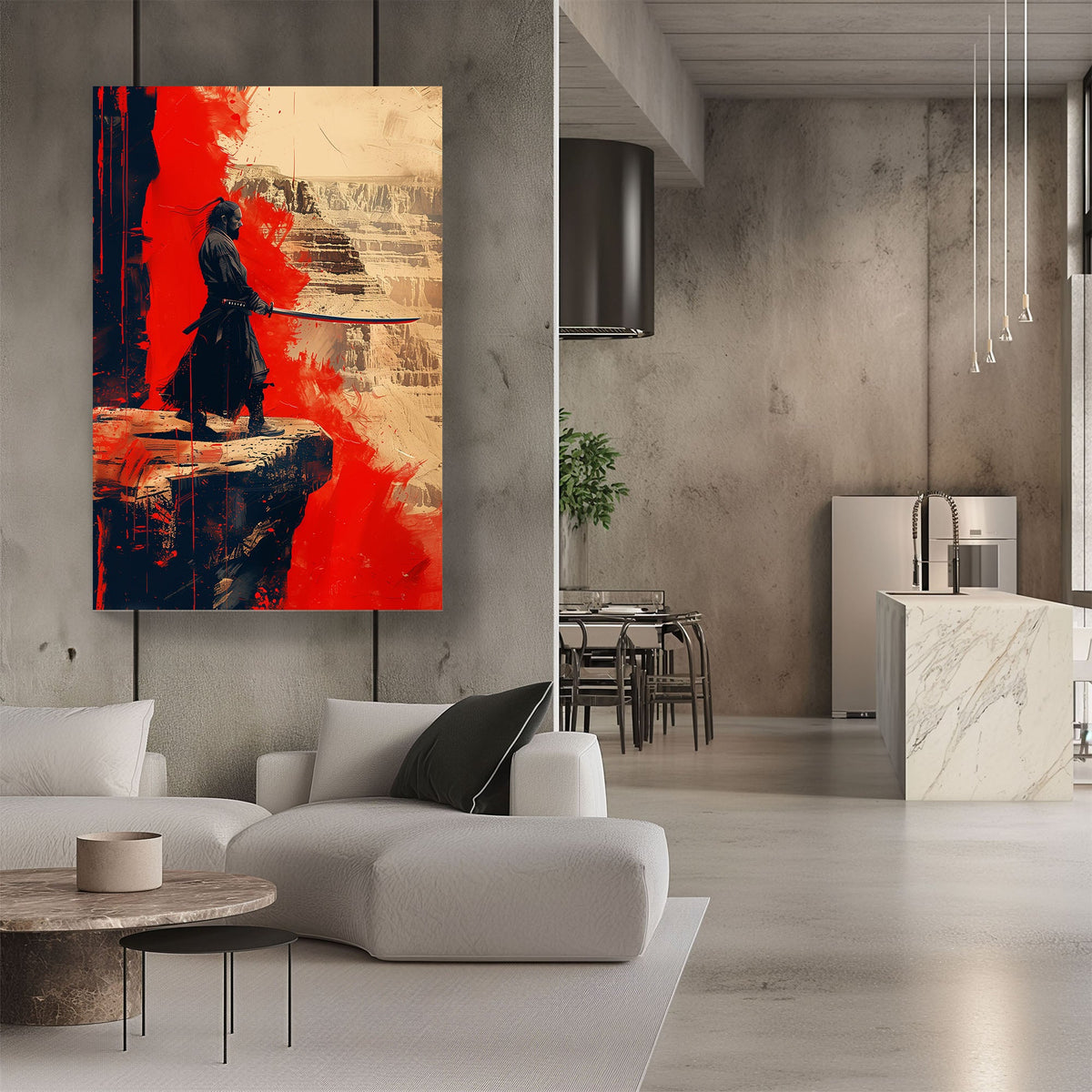 Samurai on a cliff modern wall art print