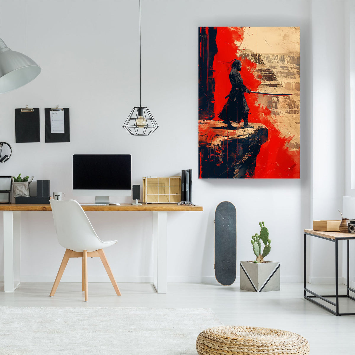 Samurai on a cliff modern wall art print