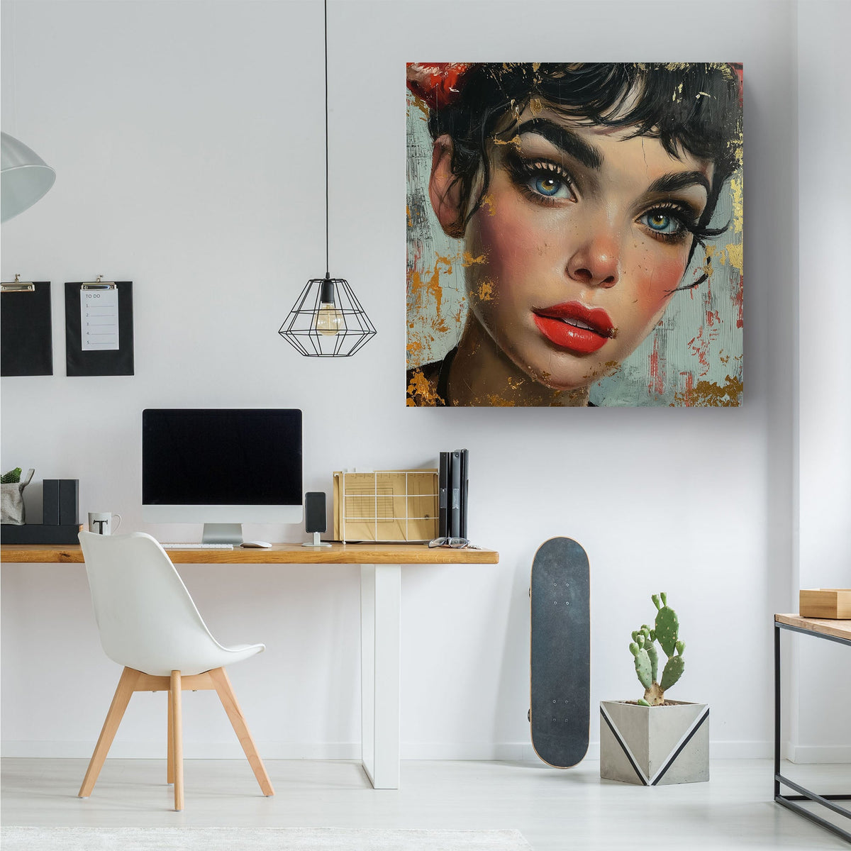 Beautiful Female with red lipstick wall art print