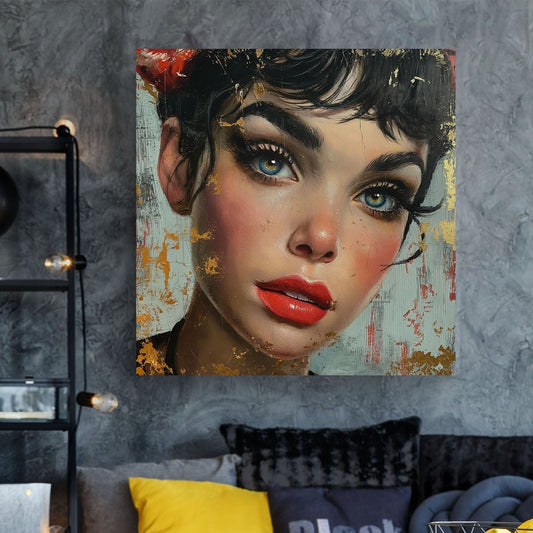 Beautiful Female with red lipstick wall art print