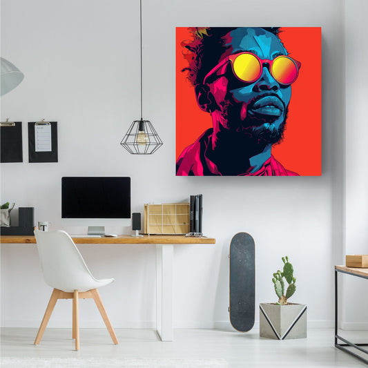 Male face with sunglasses pop art wall art print