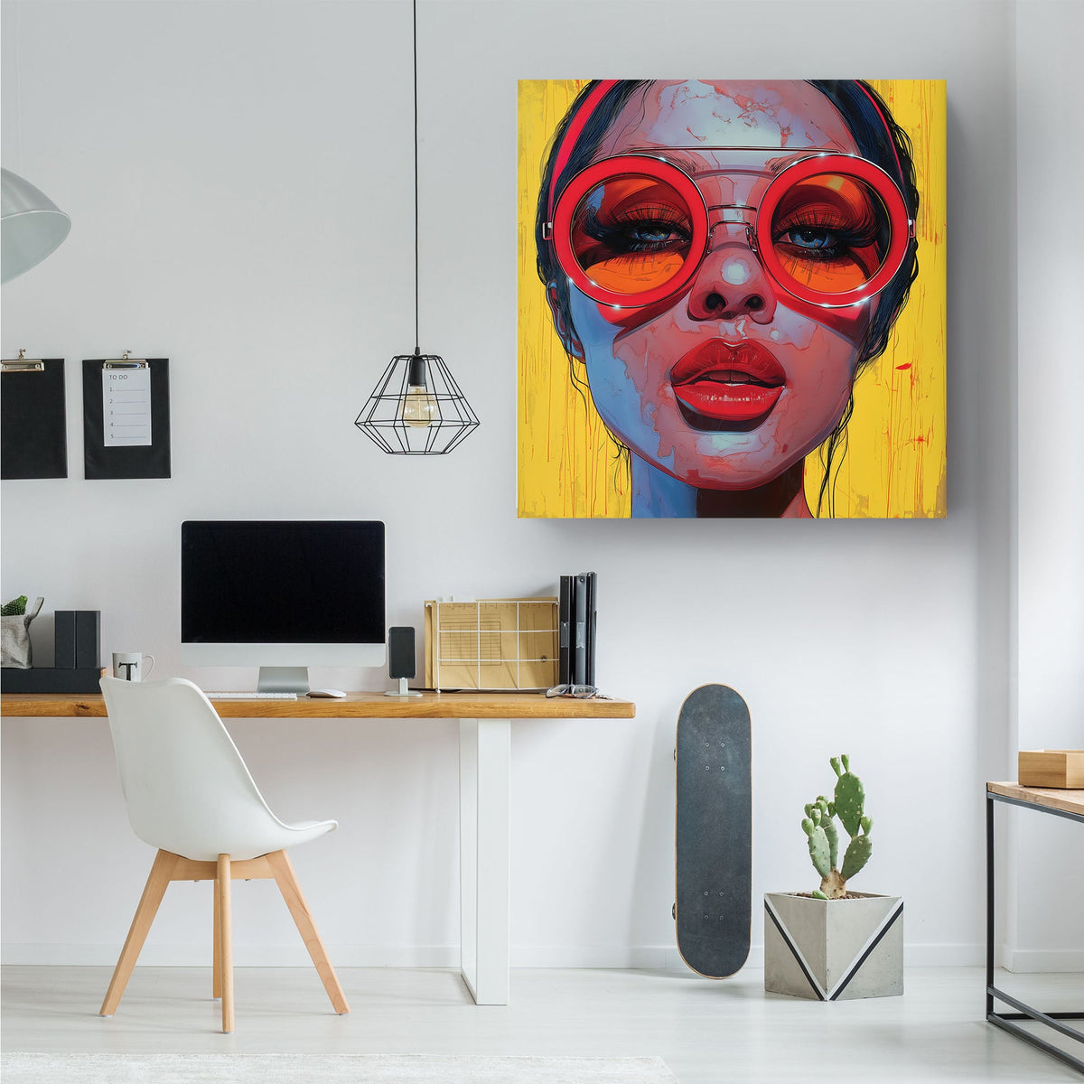 Female portrait with large glasses pop art print