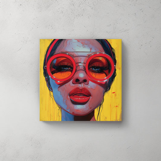 Female portrait with large glasses pop art print