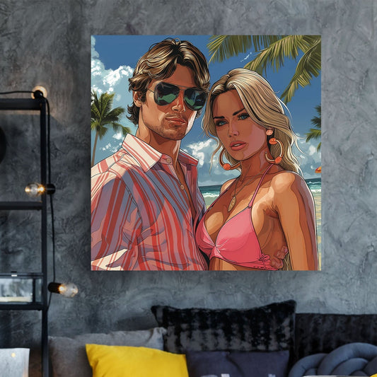 Barbie and ken in vice art design wall art print