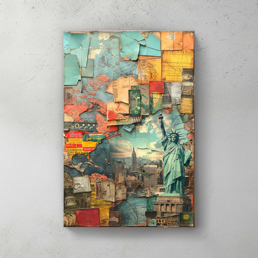 New york abstract image collage wall art print