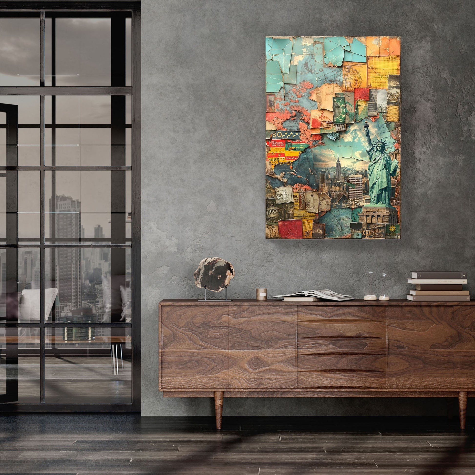 New york abstract image collage wall art print