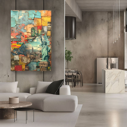 New york abstract image collage wall art print