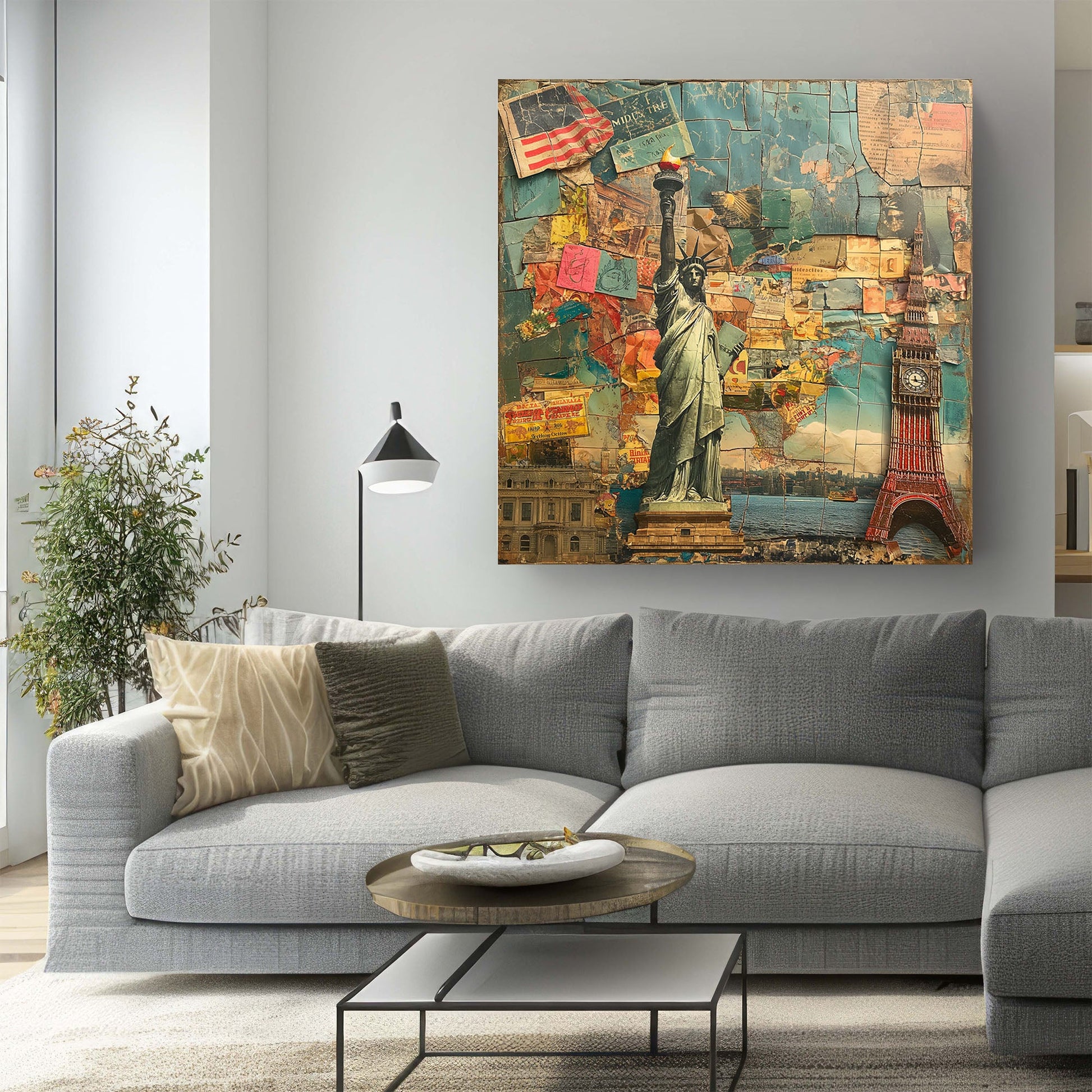 New York abstract collage wall art print