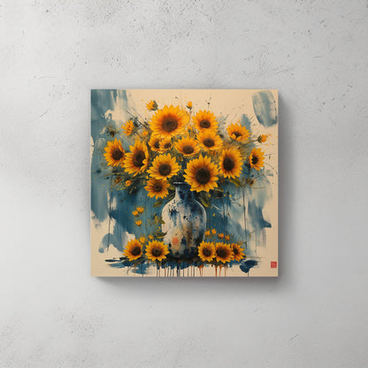 Vase of sunflowers modern wall art decor