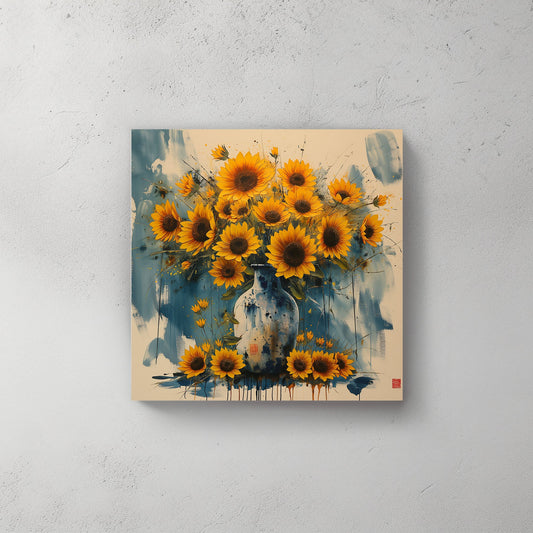 Vase of sunflowers modern wall art decor