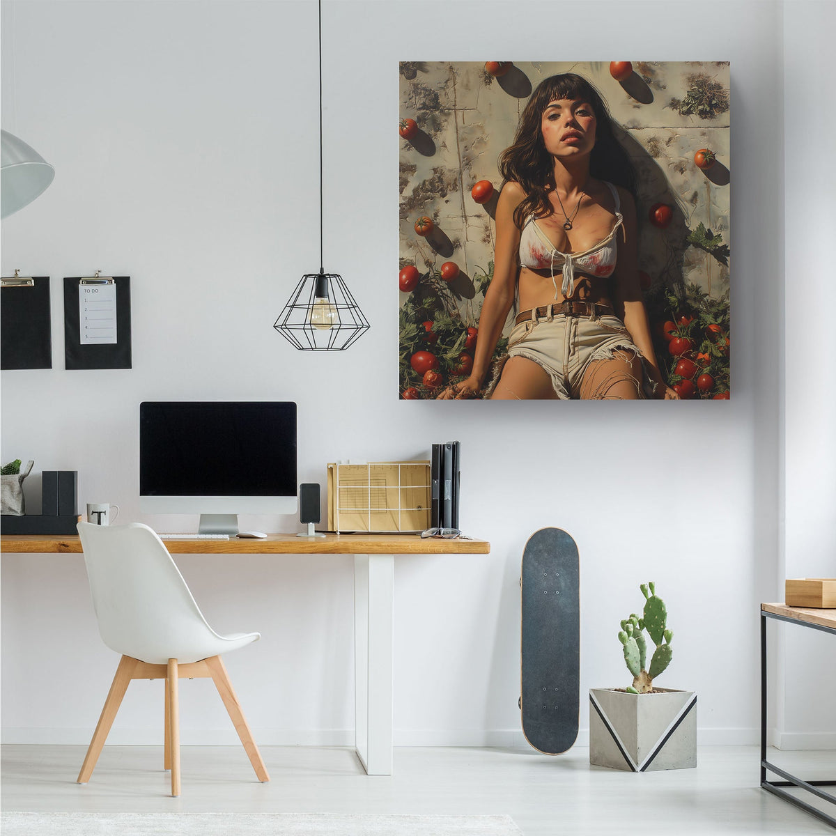 Woman portrait with tomatoes wall art decor