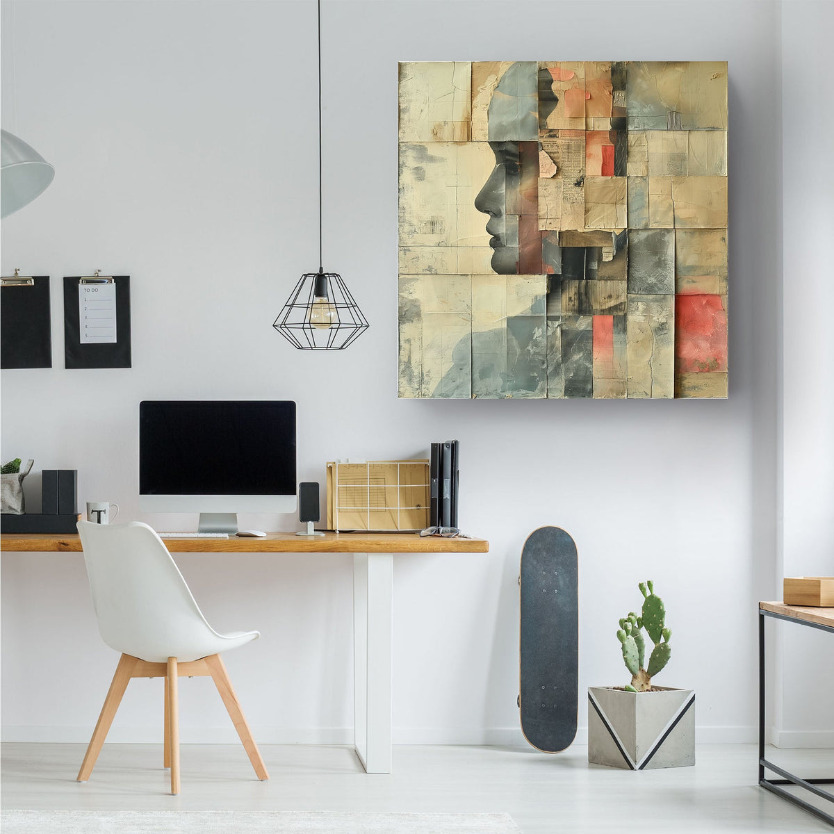 Face collage abstract wall art decor