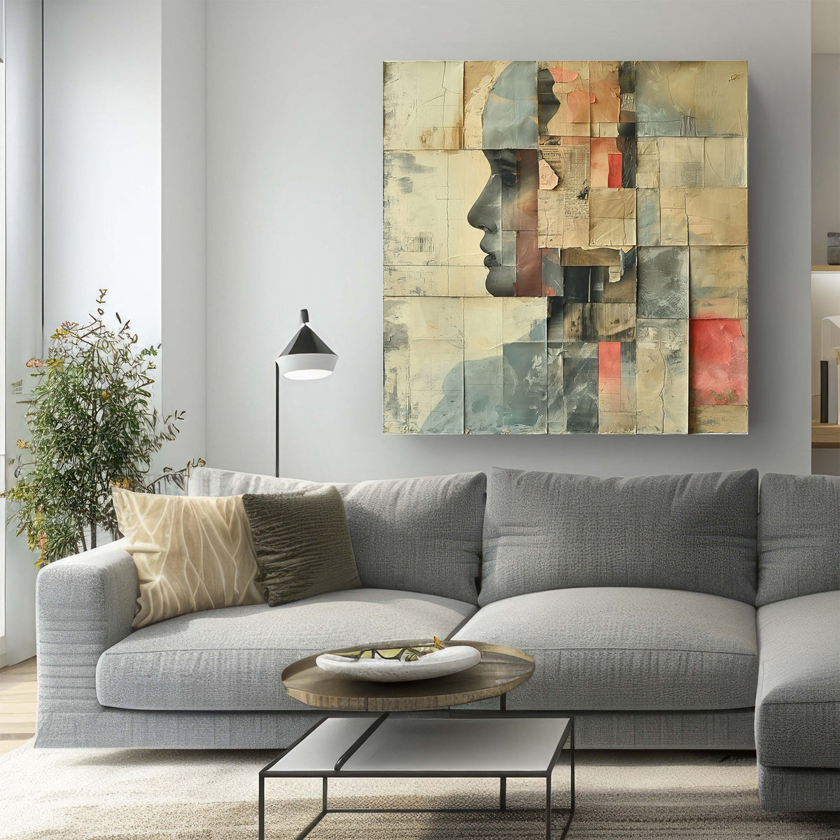 Face collage abstract wall art decor
