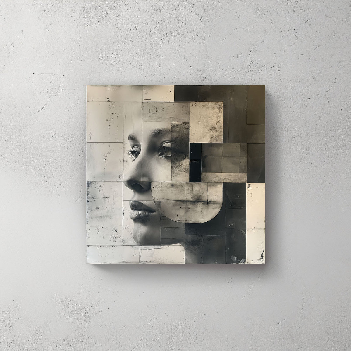 Face portrait in black and white modern wall art decor