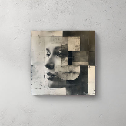 Face portrait in black and white modern wall art decor