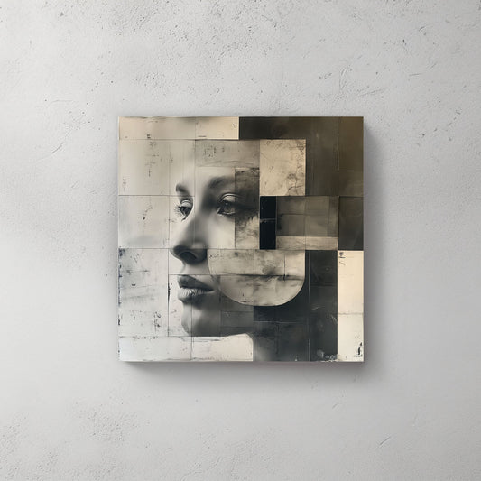 Face portrait in black and white modern wall art decor