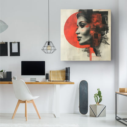 Face portrait with sun modern wall art