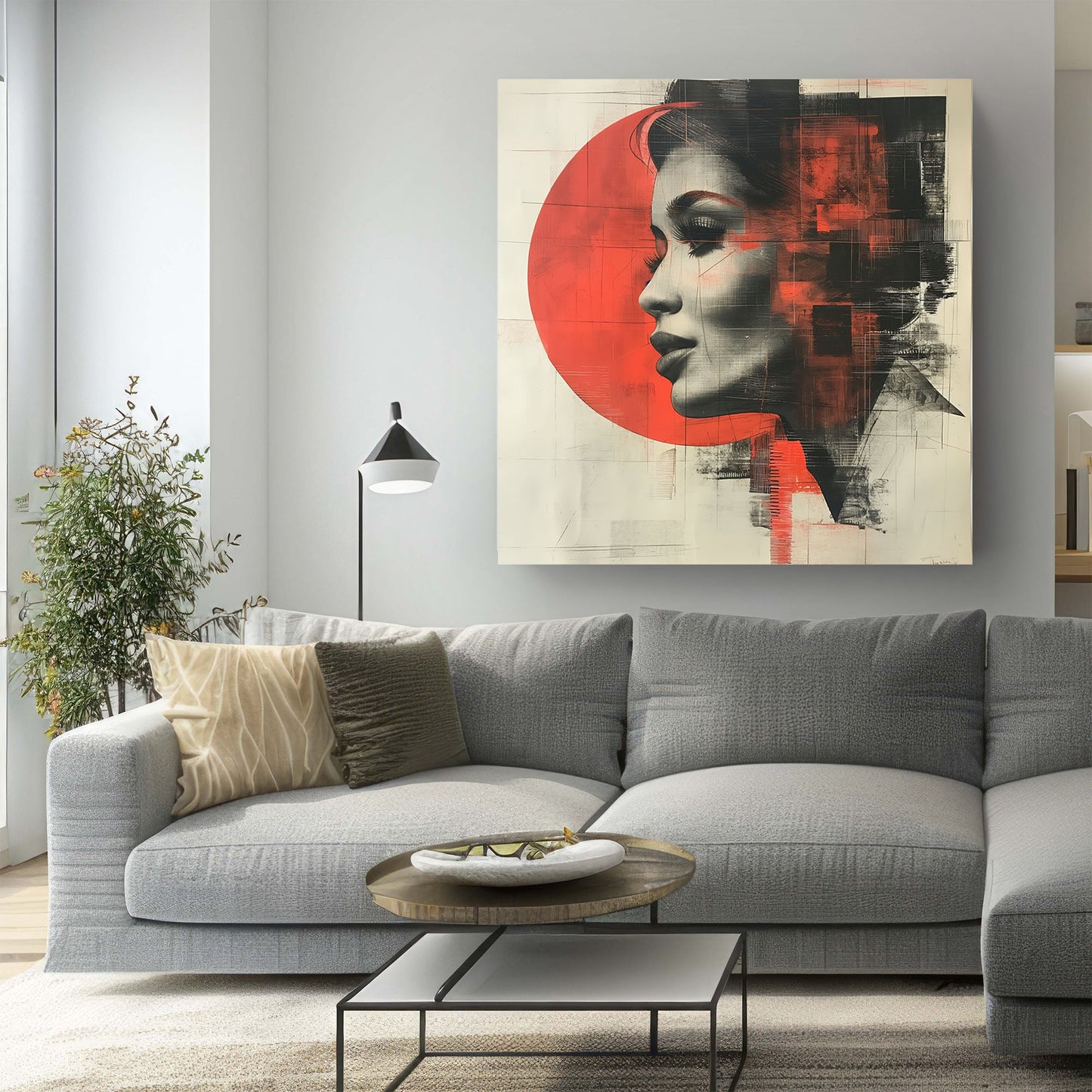 Face portrait with sun modern wall art
