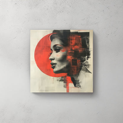 Face portrait with sun modern wall art