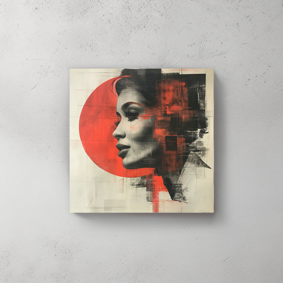 Face portrait with sun modern wall art
