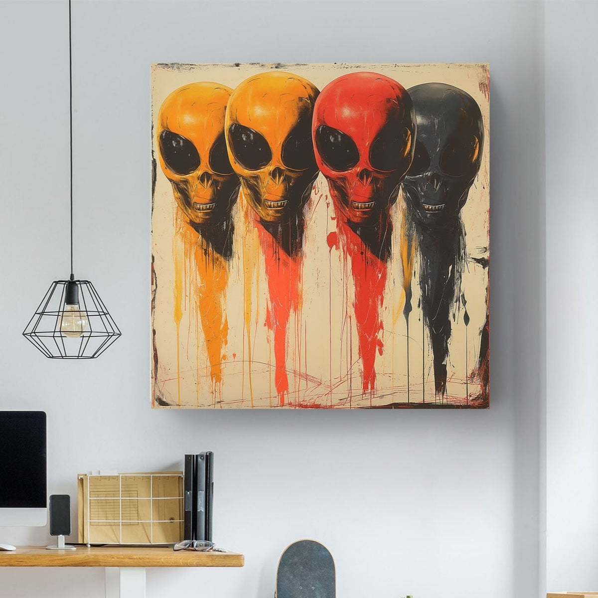Aliens grinning wall art decor