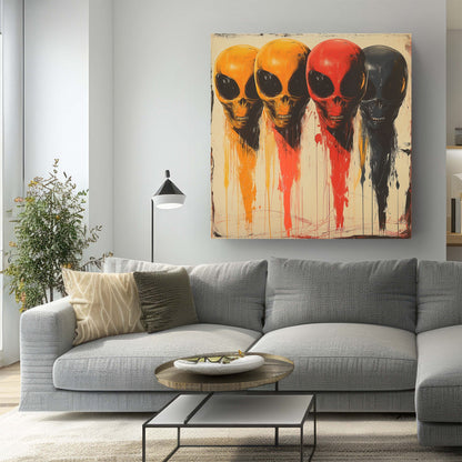 Aliens grinning wall art decor