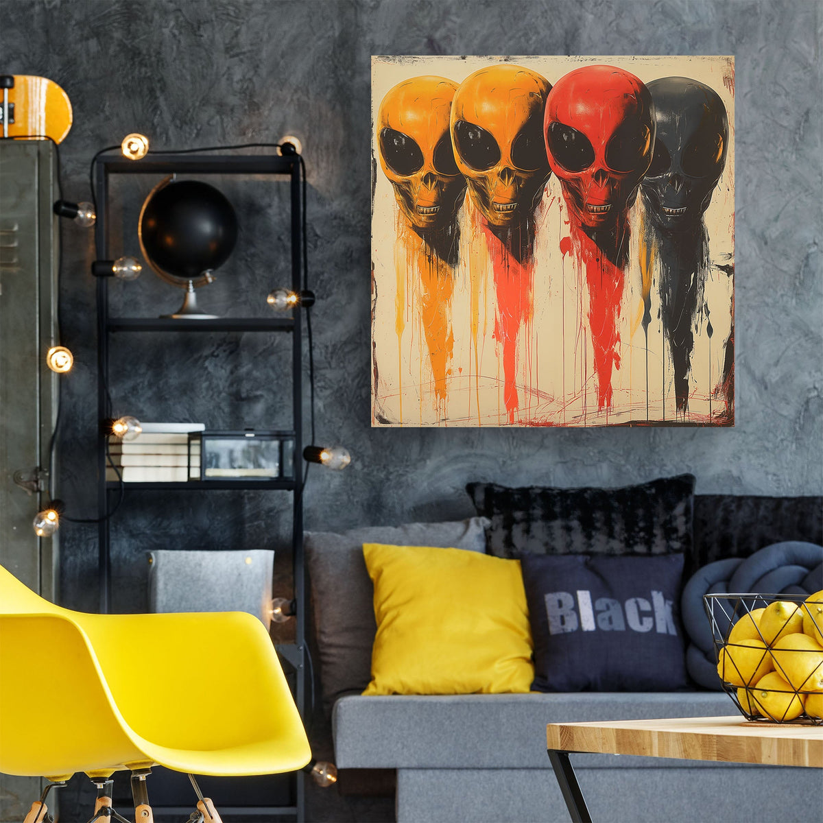 Aliens grinning wall art decor