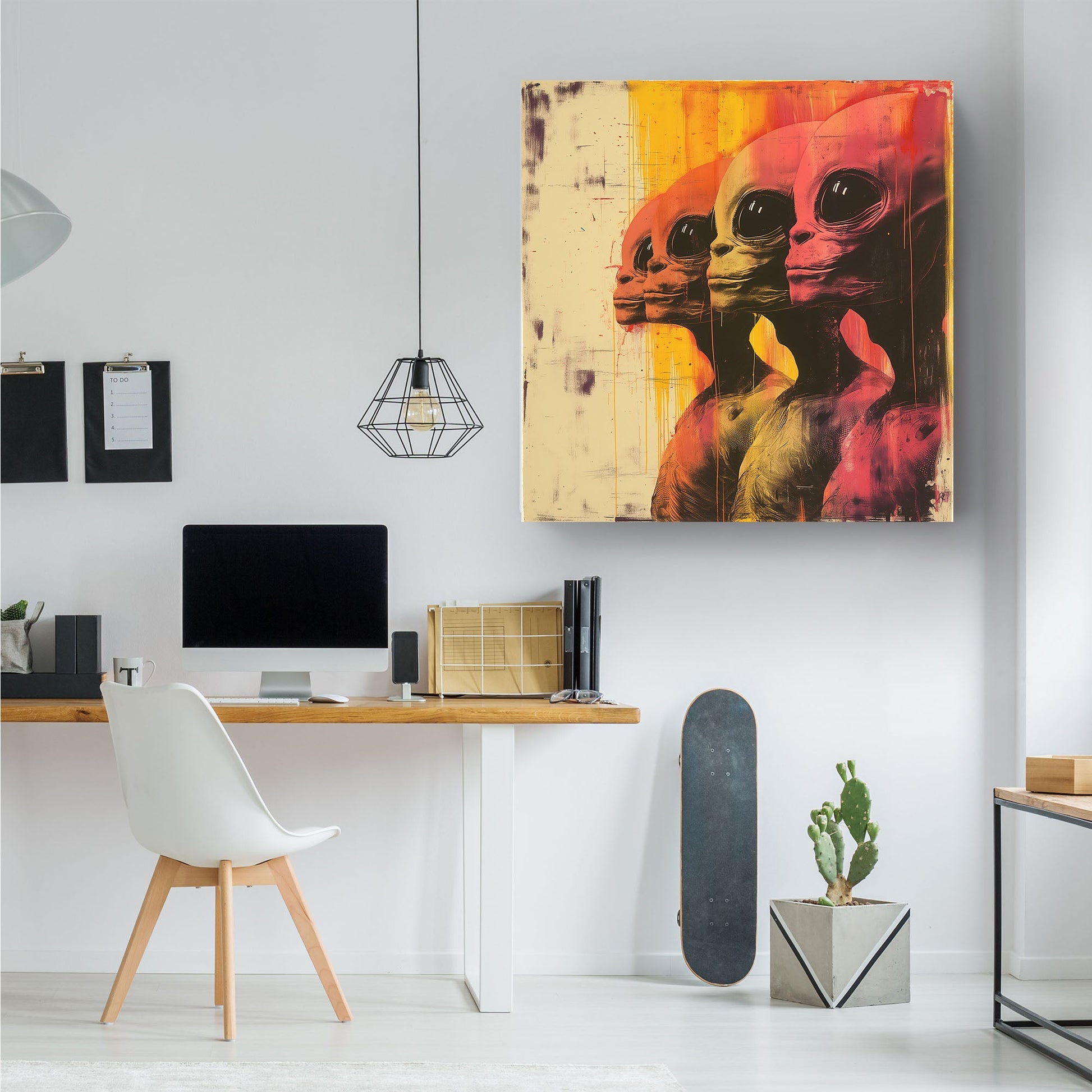 Aliens standing side profile wall art decor