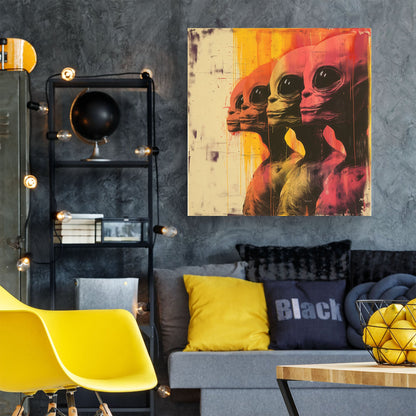 Aliens standing side profile wall art decor