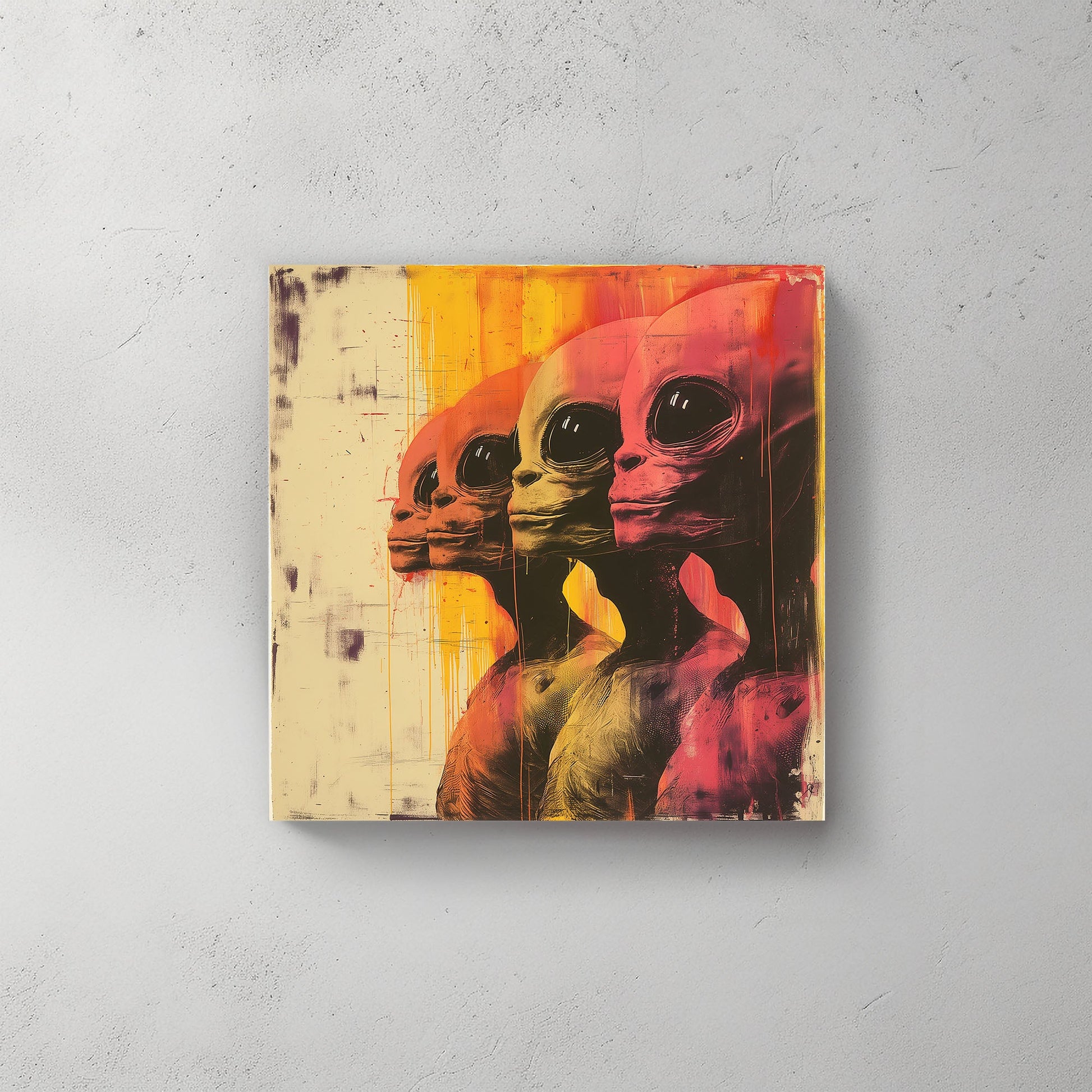 Aliens standing side profile wall art decor