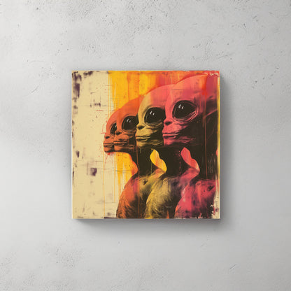 Aliens standing side profile wall art decor