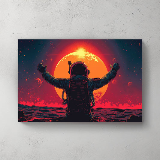 Astronaut looking at the sun wall art decor