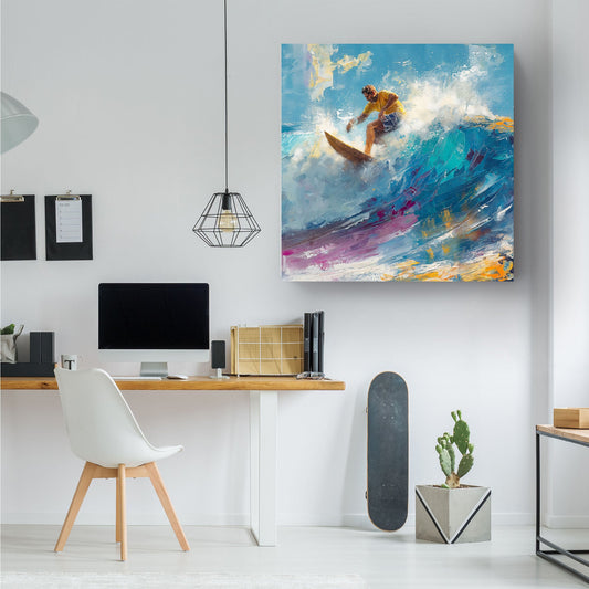 Surfer riding wave wall art decor