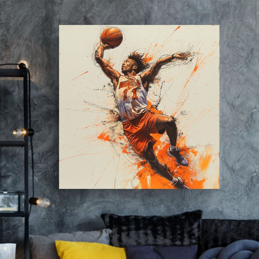 Basketball player dunk wall art decor