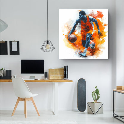 Basketball player dribbling wall art decor