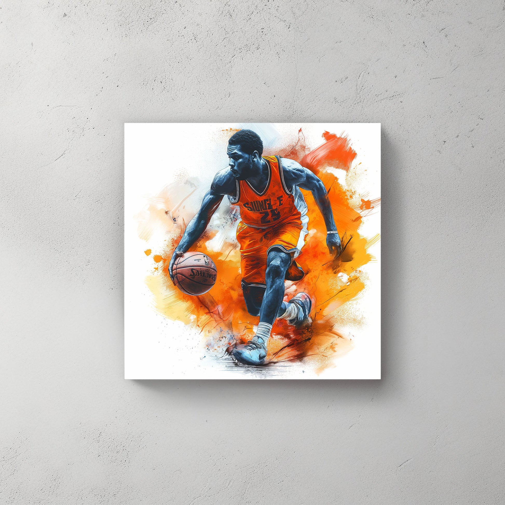 Basketball player dribbling wall art decor