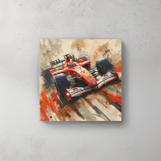 Red F1 Ferrari racing brushed wall art decor