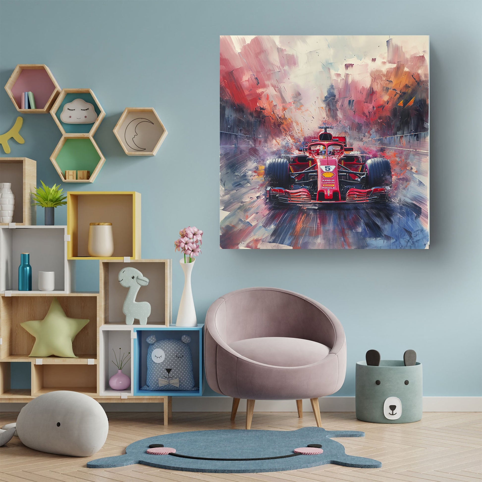 F1 Ferrari red pop wall art decor