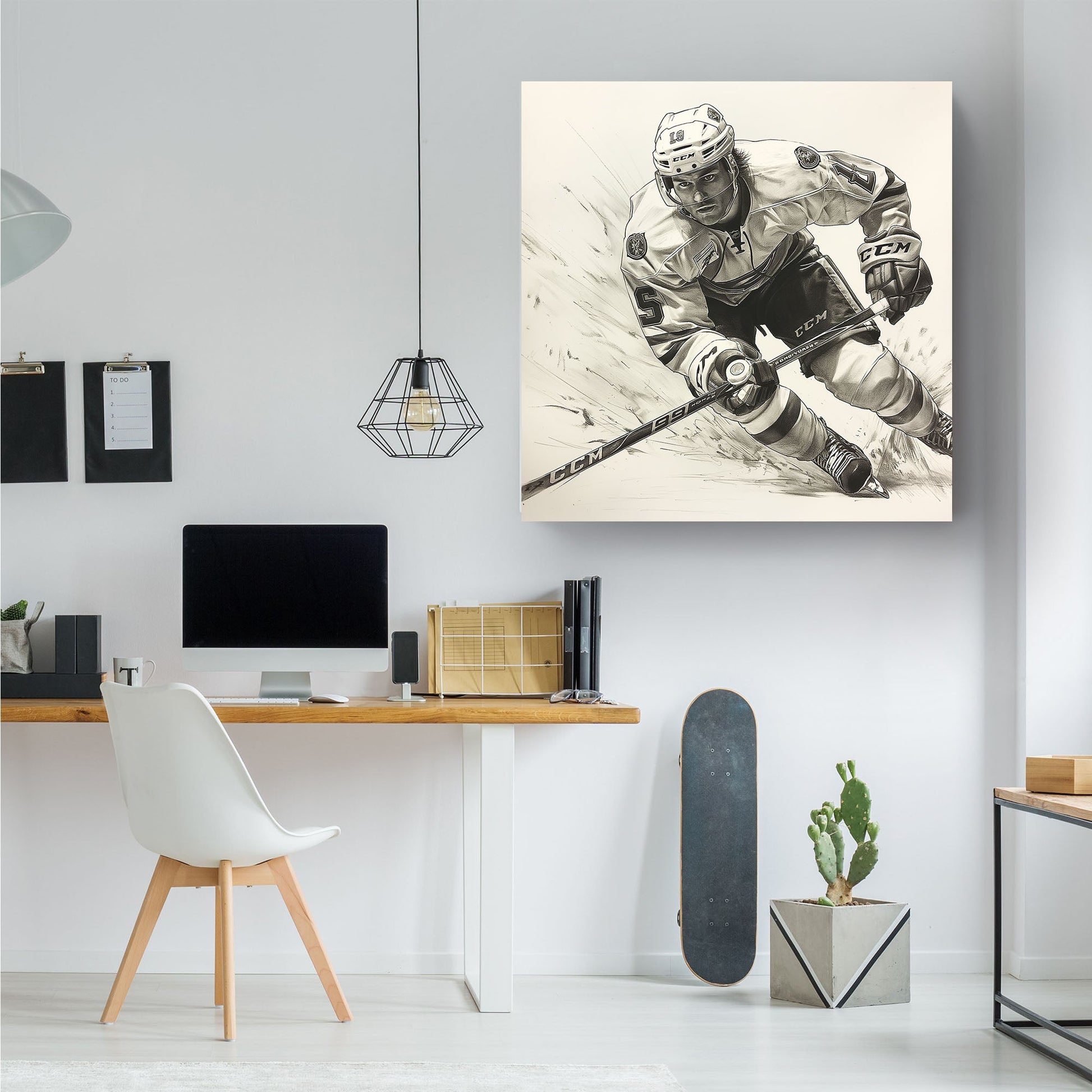 Hockey player sketch wall art decor