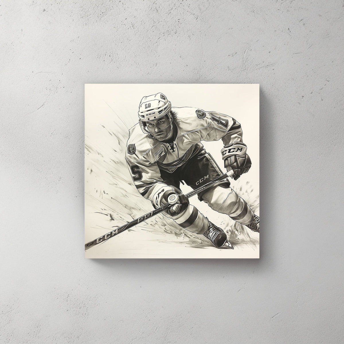Hockey player sketch wall art decor