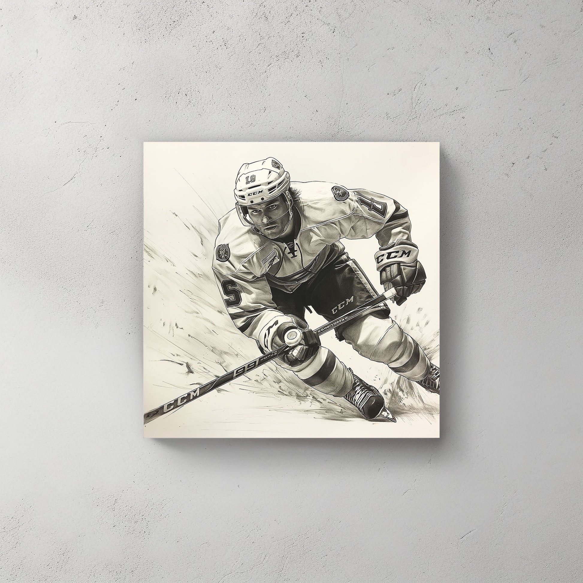 Hockey player sketch wall art decor