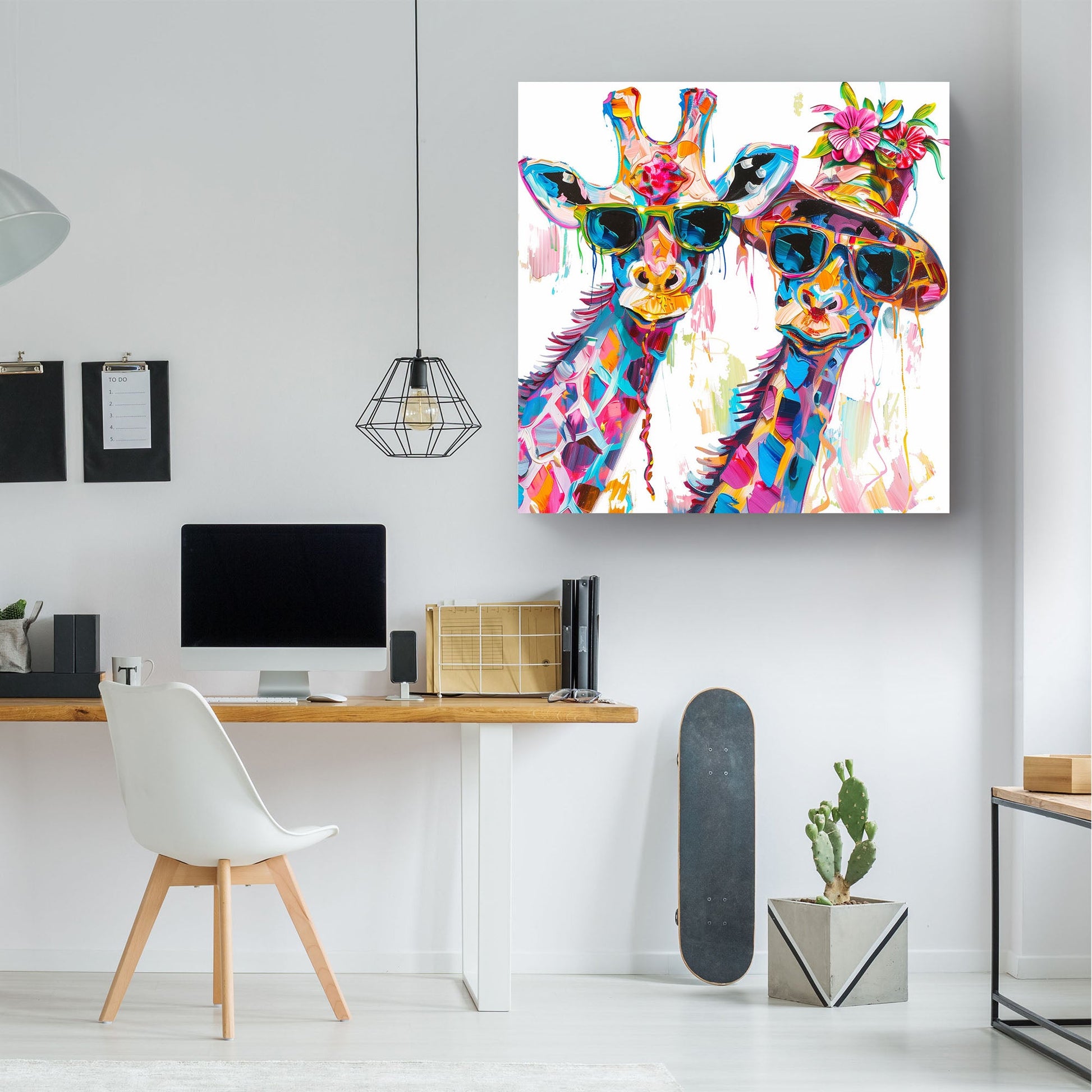 Happy Giraffes #907 Canvas Wall Art & Metal Prints