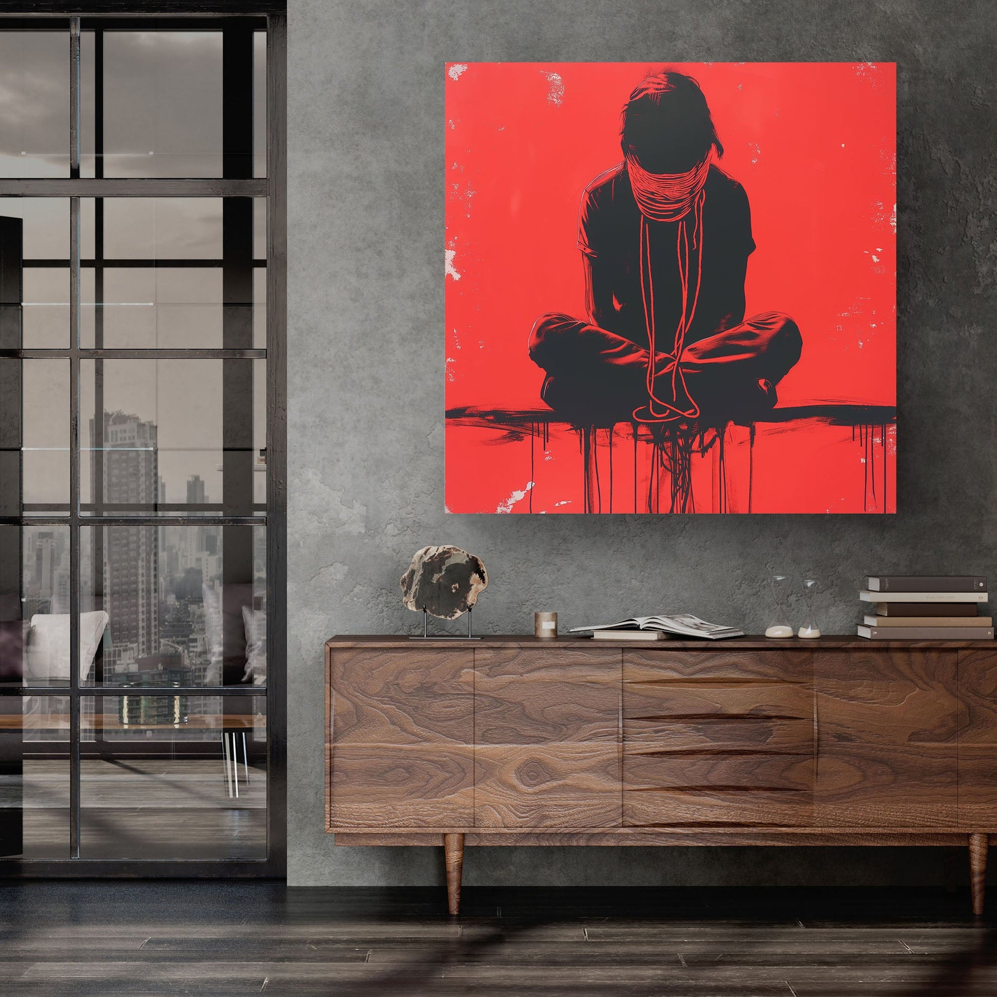 Tied Up in Red #915 Canvas Wall Art & Metal Prints