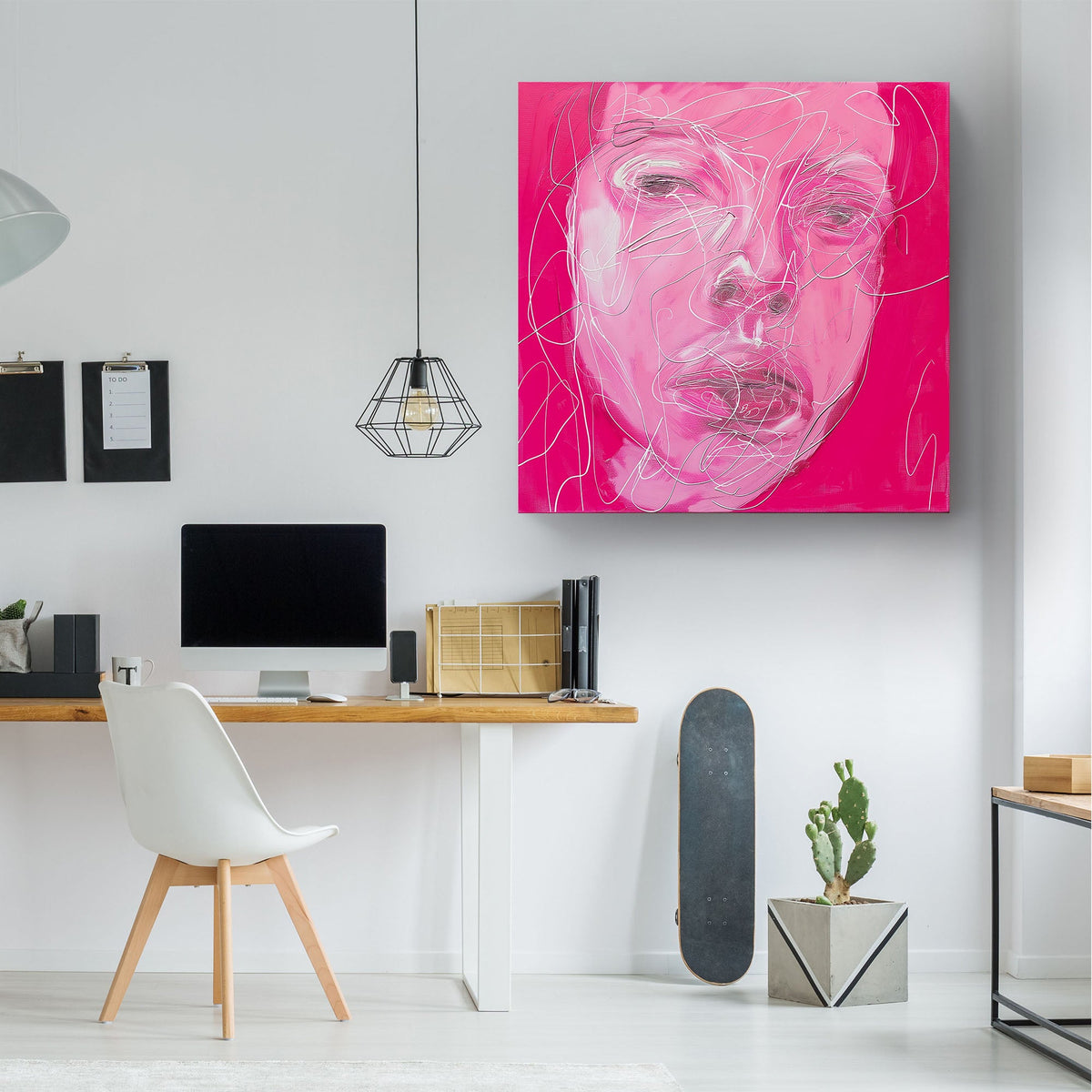 Pink Scribbles #925 Canvas Wall Art & Metal Prints